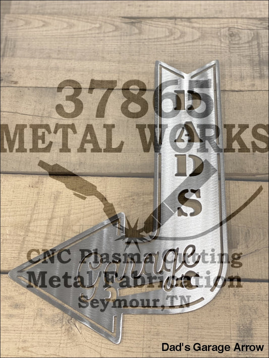 Dads Garage Arrow Metal Sign