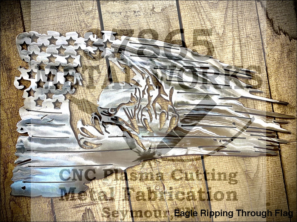 Eagle Ripping Through Flag