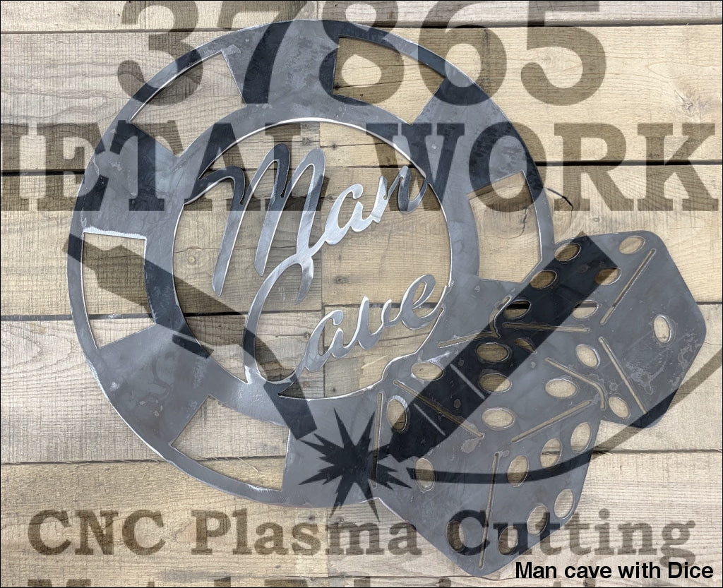 Man Cave With Dice Metal Sign