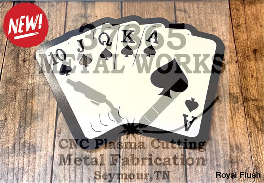 Royal Flush Metal Sign