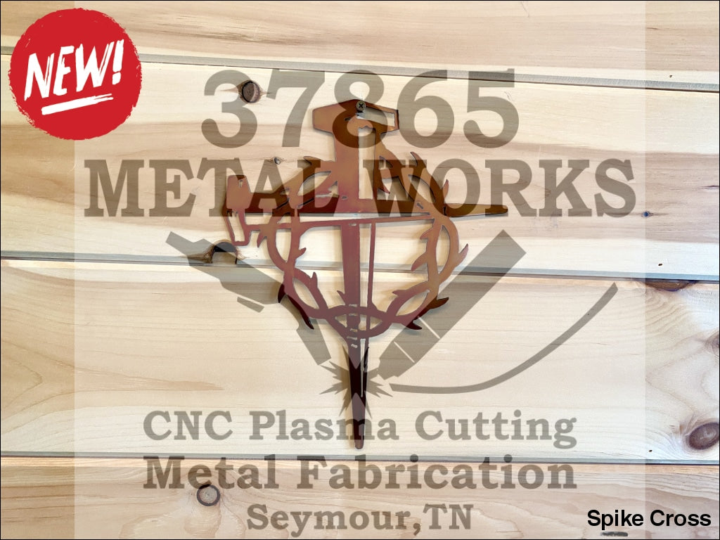 Spike Cross Metal Sign