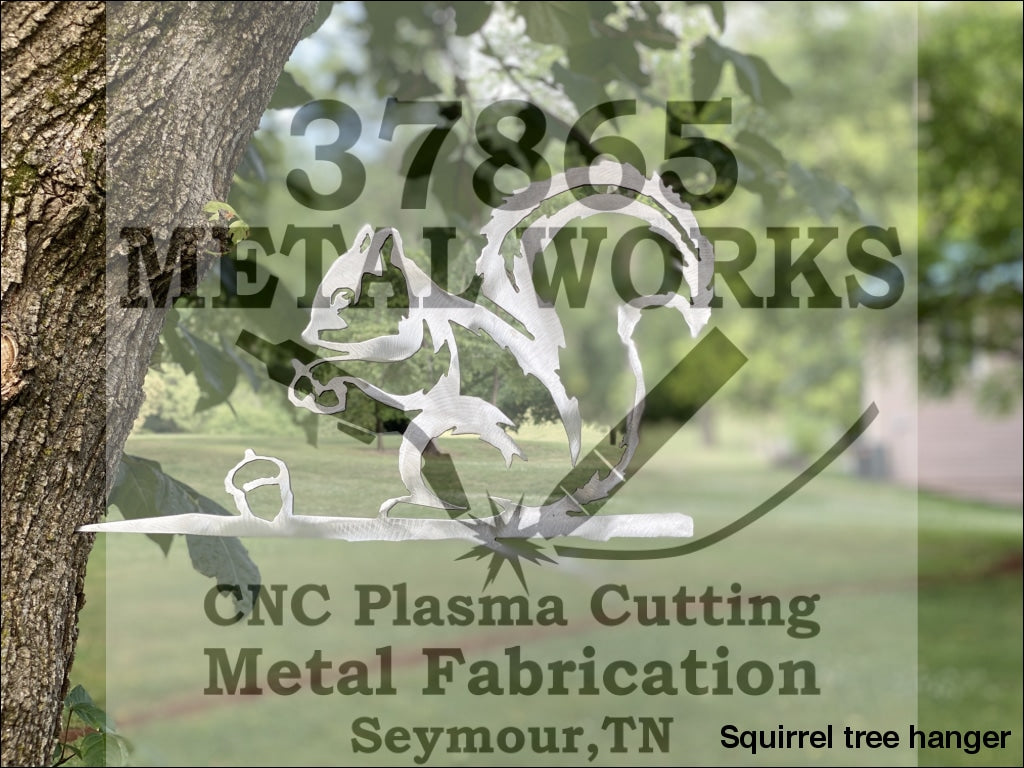 Squirrel Tree Hanger Metal Sign