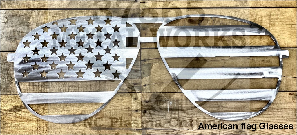 American Flag Glasses Metal Sign